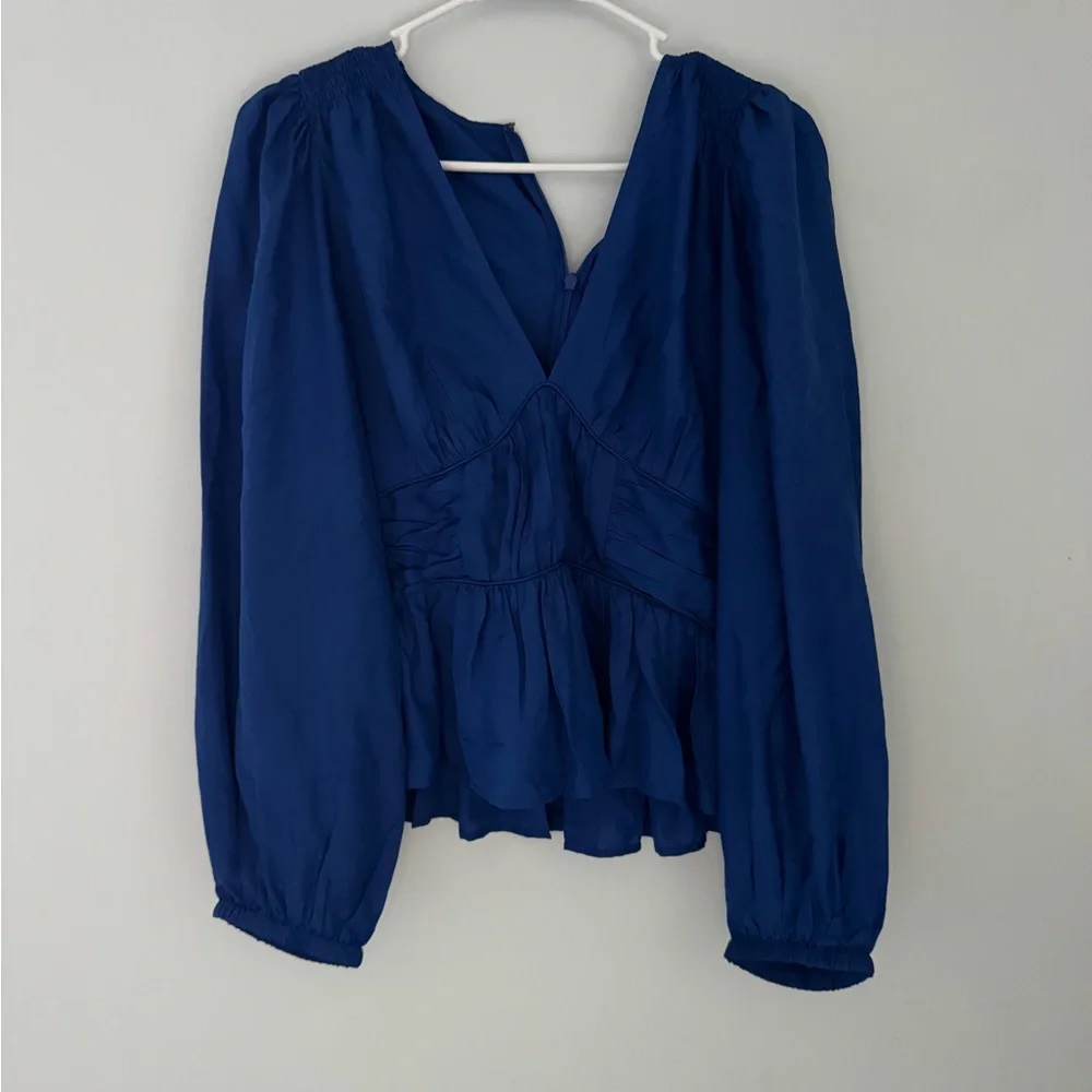 Sea New York Deep Blue V-Neck Blouse - Picture 1 of 6